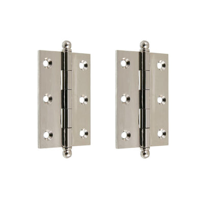3 in. x 2 in. Solid Extruded Brass Loose Pin Mortise Cabinet Hinge in Bright Nickel (1-Pair) - Super Arbor