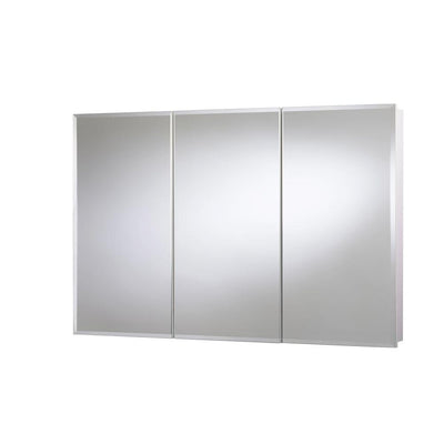 48 in. W x 30 in. H x 5-1/4 in. D Frameless Tri-View Surface-Mount Medicine Cabinet with Easy Hang System in White - Super Arbor