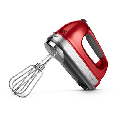 9-Speed Candy Apple Red Hand Mixer with Beater and Whisk Attachments - Super Arbor