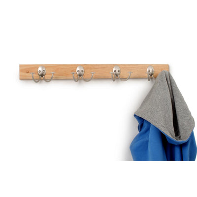 Stratford Maple Wood 24 in. Wall Mount Rack with 4-Double Satin Nickel Hooks - Super Arbor