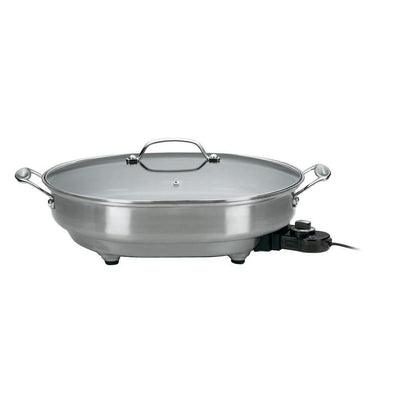 12 in. x 15 in. Stainless Steel Non-Stick Electric Skillet - Super Arbor