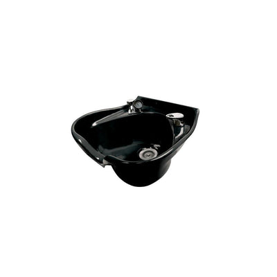 Cameo 22 in. W x 10 in. D Enamel Shampoo Sink with 522 Fixture, Spray, Strainer and Bracket in Black - Super Arbor