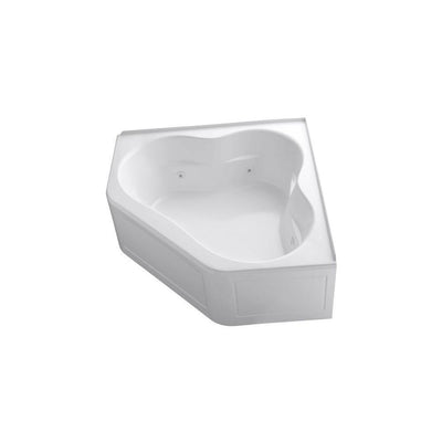 Tercet 5 ft. Acrylic Center Drain Neo-Angle Straight Corner Alcove Whirlpool Bathtub in White - Super Arbor