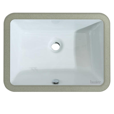 LUXIER 20-1/4 in. x 15 in. Rectangular Ceramic Undermount Bathroom Sink in White with Overflow - Super Arbor