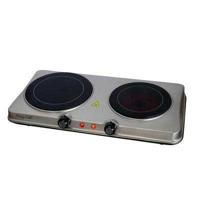 Portable 2-Burner 7.5 in. Sleek Steel Hot Plate with Temperature Control - Super Arbor