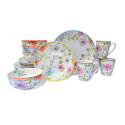 Charlotte 16-Piece Floral Multicolor Stoneware Dinnerware Set (Service for 4) - Super Arbor