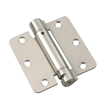 3-1/2 in. x 3-1/2 in. Brushed Nickel Adjustable Spring Hinge with 1/4 in. Radius - Super Arbor