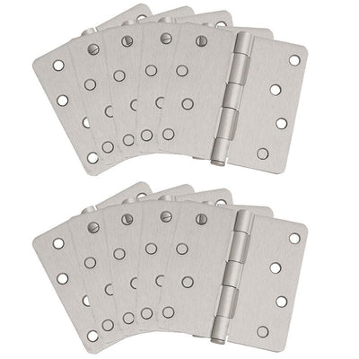 4 in. x 1/4 in. Radius Satin Nickel Door Hinge Value Pack (10 per Pack) - Super Arbor