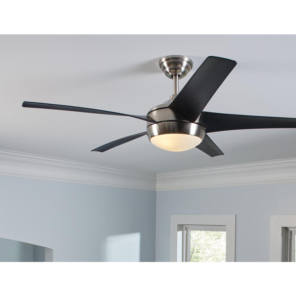 Windward IV 52 in. LED Indoor Brushed Nickel Ceiling Fan with 