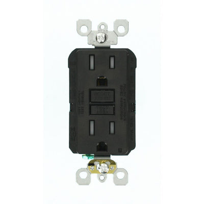 15 Amp 125-Volt Duplex SmarTest Self-Test SmartlockPro Tamper Resistant GFCI Outlet, Black - Super Arbor