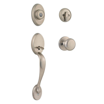 Chelsea Satin Nickel Single Cylinder Door Handleset with Juno Door Knob Featuring SmartKey Security - Super Arbor