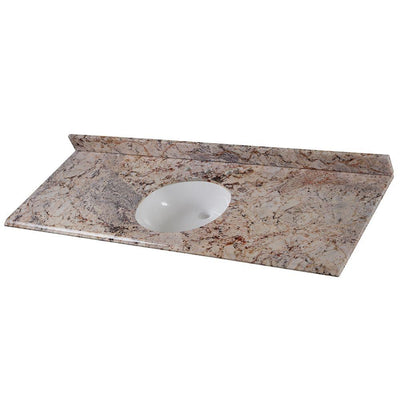 61 in. W x 22 in. D Stone Effects Single Sink Vanity Top in Rustic Gold with White Sink - Super Arbor