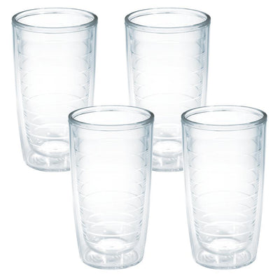 Clear Plastic 16 oz. 4-Pack Double Walled Insulated Tumbler No Lid - Super Arbor