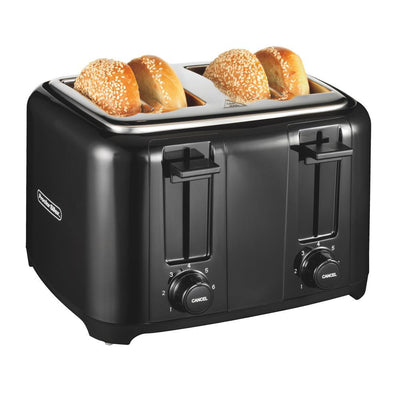 4-Slice Black Wide Slot Toaster with Crumb Tray and Automatic Shut-Off - Super Arbor