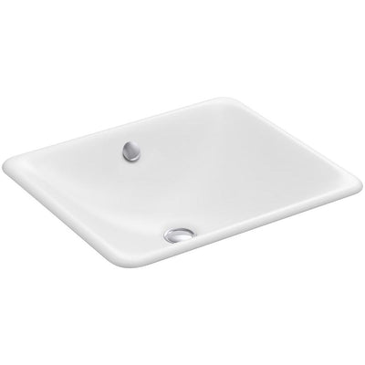 KOHLER Iron Plains Drop-In/Under-Mounted Cast Iron Bathroom Sink in White with Overflow - Super Arbor