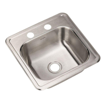 Hospitality Series Drop-in Stainless Steel 15 in. 2-Hole Bar/Prep Single Bowl Kitchen Sink - Super Arbor