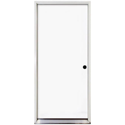 24 in. x 80 in. Premium Flush Primed White Left-Hand Outswing Steel Prehung Front Door with 4-9/16 in. Frame - Super Arbor