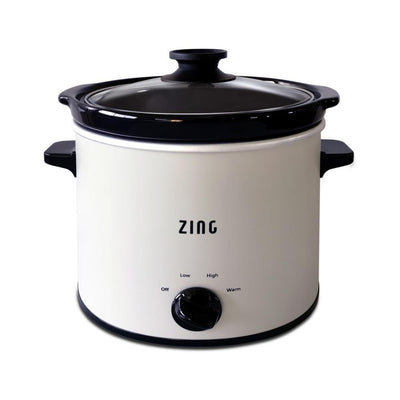 4 Qt. Round White Slow Cooker with Glass Lid - Super Arbor