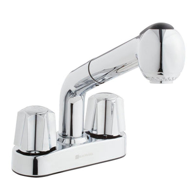 4 in. Centerset 2-Handle Pull-Out Sprayer Laundry Faucet in Chrome - Super Arbor