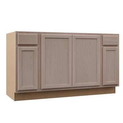 Hampton Assembled 60x34.5x24 in. Sink Base Kitchen Cabinet in Unfinished Beech - Super Arbor