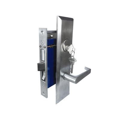 Satin Chrome Mortise Entry Lever Right Hand Lock Set with 2-1/2 in. Backset and 2 SC1 Keys - Super Arbor