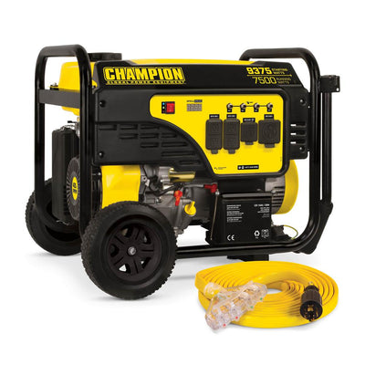 CHAMPION POWER EQUIPMENT 9375/7500-Watt Portable Generator with Electric Start and 25 ft. Extension Cord