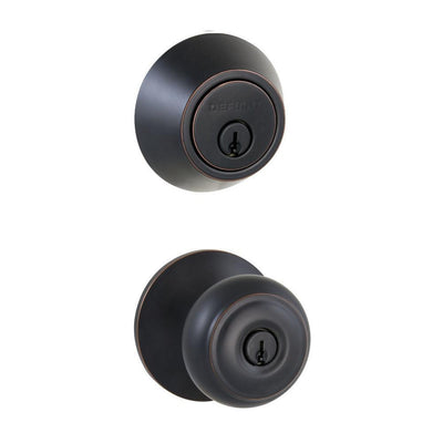 Hartford Aged Bronze Entry Knob and Single Cylinder Deadbolt Combo Pack - Super Arbor