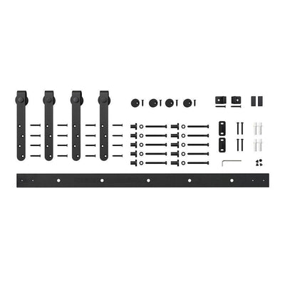 6 ft. Black Solid Steel Mini Sliding Rolling Barn Door Hardware Kit for Double Furniture Wood Doors - Super Arbor