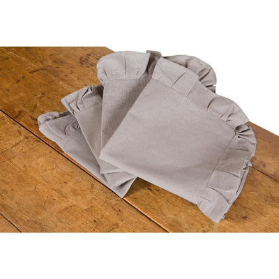 Ruffle Trim 20 in. x 20 in. Solid Taupe Napkins (Set of 4) - Super Arbor