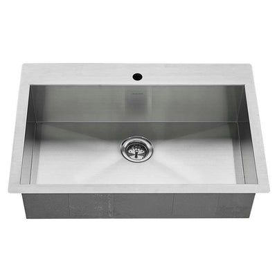 Edgewater Zero Radius Dual Mount Stainless Steel 33 in. 1-Hole Single Bowl Kitchen Sink Kit - Super Arbor