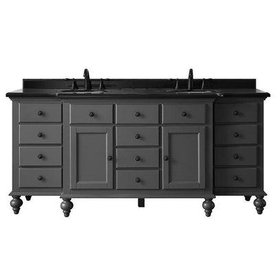 Heartside 72 in. W x 23 in. D Vanity in Dark Charcoal with Granite Vanity Top in Black with White Basin - Super Arbor