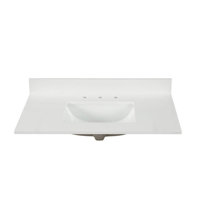 43 in. W x 22 in. D x 0.75 in. H Quartz Vanity Top in Snow White with White Basin - Super Arbor