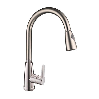 8.27 in. Single-Handle Pull-Down Sprayer Kitchen Faucet in Brushed Nickel - Super Arbor