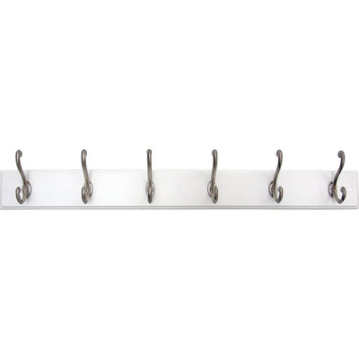 26 in. White Hook Rack Coat with 6-Chrome Hooks - Super Arbor