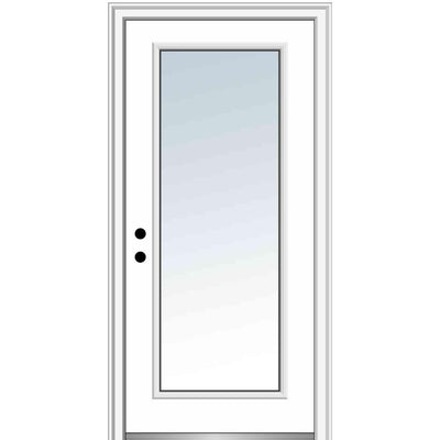 30 in. x 80 in. Right-Hand Inswing Full Lite Clear Classic Primed Steel Prehung Front Door - Super Arbor