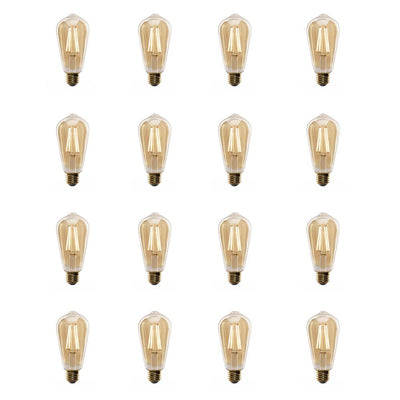Feit Electric 60-Watt Equivalent ST19 Dimmable LED Amber Glass Vintage Edison Light Bulb With Straight Filament Warm White (16-Pack) - Super Arbor