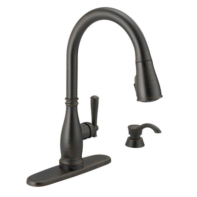 Charmaine Single-Handle Pull-Down Sprayer Kitchen Faucet with Touch2O and ShieldSpray Technologies in Venetian Bronze - Super Arbor