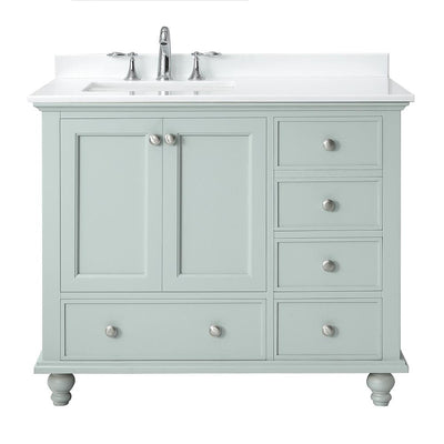 Orillia 42 in. W x 22 in. D Vanity in Misty Latte with Marble Vanity Top in White with White Sink - Super Arbor