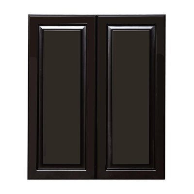 Newport Ready to Assemble 33x36x12 in. 2-Door Wall Cabinet with 2-Shelves in Dark Espresso - Super Arbor