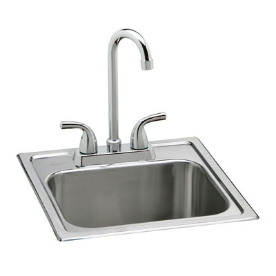All-in-One Drop-in Stainless Steel 15 in. 2-Hole Single Bowl Bar Sink - Super Arbor