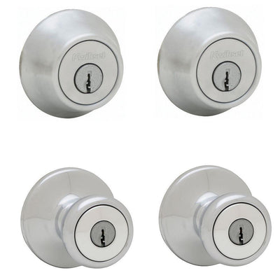 Tylo Satin Chrome Exterior Entry Door Knob and Single Cylinder Deadbolt Project Pack - Super Arbor