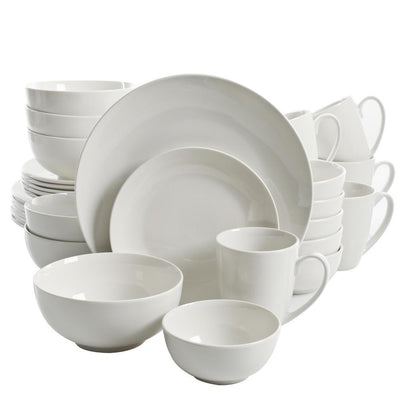 Ogalla 30-Piece Casual White Porcelain Dinnerware Set (Service for 6) - Super Arbor