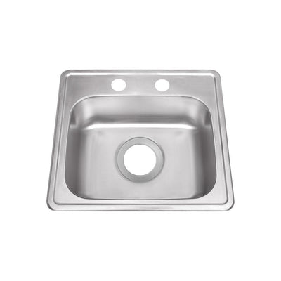 Drop-In Stainless Steel 15 in. 2-Hole Single Bowl Bar Sink - Super Arbor