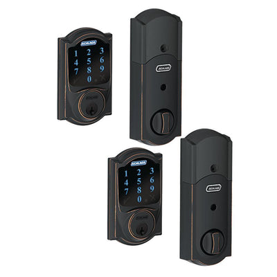 Camelot Aged Bronze Connect Smart Door Lock with Alarm (2-Pack) - Super Arbor