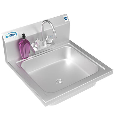 Stainless Steel 17 in. Single Bowl Wall-Mounted Kitchen Sink with Faucet - Super Arbor