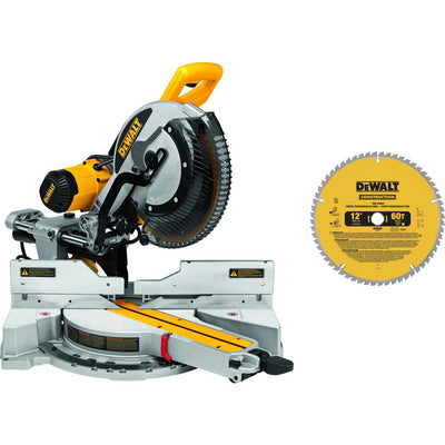 15 Amp Corded 12 in. Double-Bevel Sliding Compound Miter Saw with Bonus 20 Series 12 in. 60T Fine Finish Saw Blade - Super Arbor