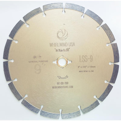 Whirlwind USA 9 in. 16-Teeth Segmented Diamond Blade for Dry or Wet Cutting Concrete, Stone, Brick and Masonry