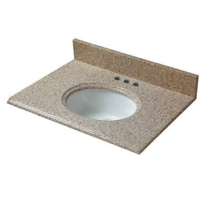 25 in. W x 19 in. D Granite Vanity Top in Beige with White Basin - Super Arbor