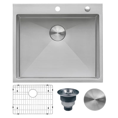 Drop-In Tight Radius Topmount Stainless Steel 25 in. 16-Gauge Single Bowl Kitchen Sink - Super Arbor