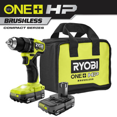 ONE+ HP 18V Brushless Cordless Compact 1/2 in. Drill/Driver Kit with (2) 1.5 Ah Batteries, Charger and Bag - Super Arbor